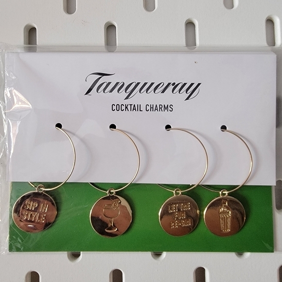 TANQUERAY Golden Cocktail Charms Stemmed Drink Glassware Whine Glass Accessory - Picture 2 of 9